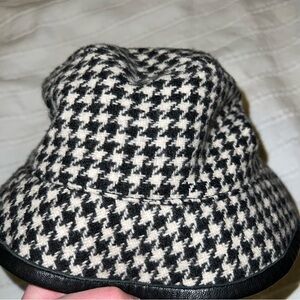 Coach Black and White Houndstooth Hat